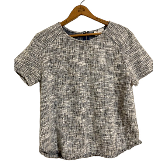 Emelia TWEED Navy and White Fringed Top - Women's Medium - Picture 4 of 8